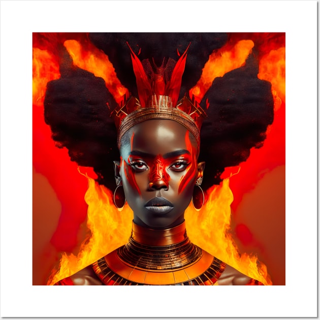 [AI Art] African Princess of Fire Bauhaus Art Style Wall Art by Sissely